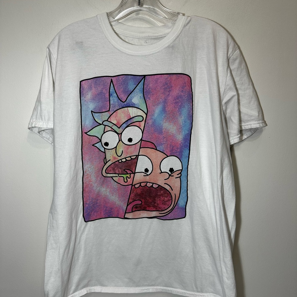Rick and Morty Graphic T-Shirt Size Large pink pastel
